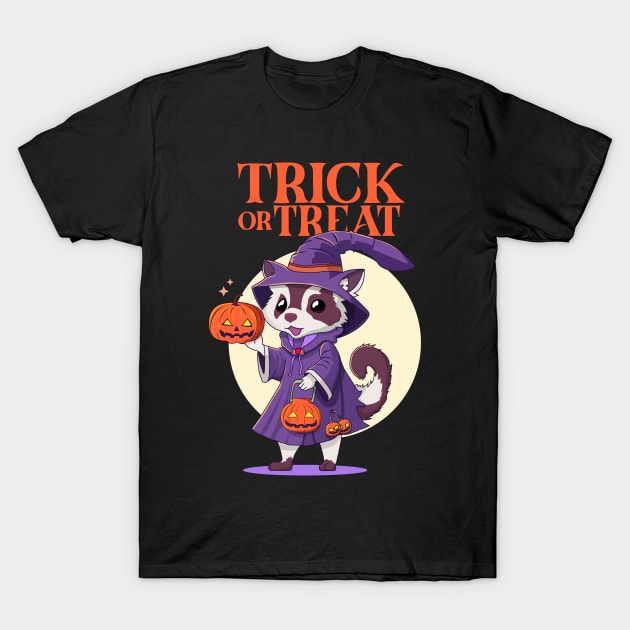 Ferret in wizard costume on halloween night T-Shirt by Dizartico